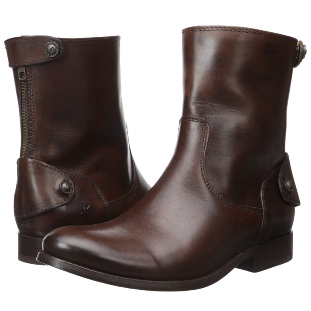 Frye Melissa Button Short Boot Drk Brwn Sz 7.5